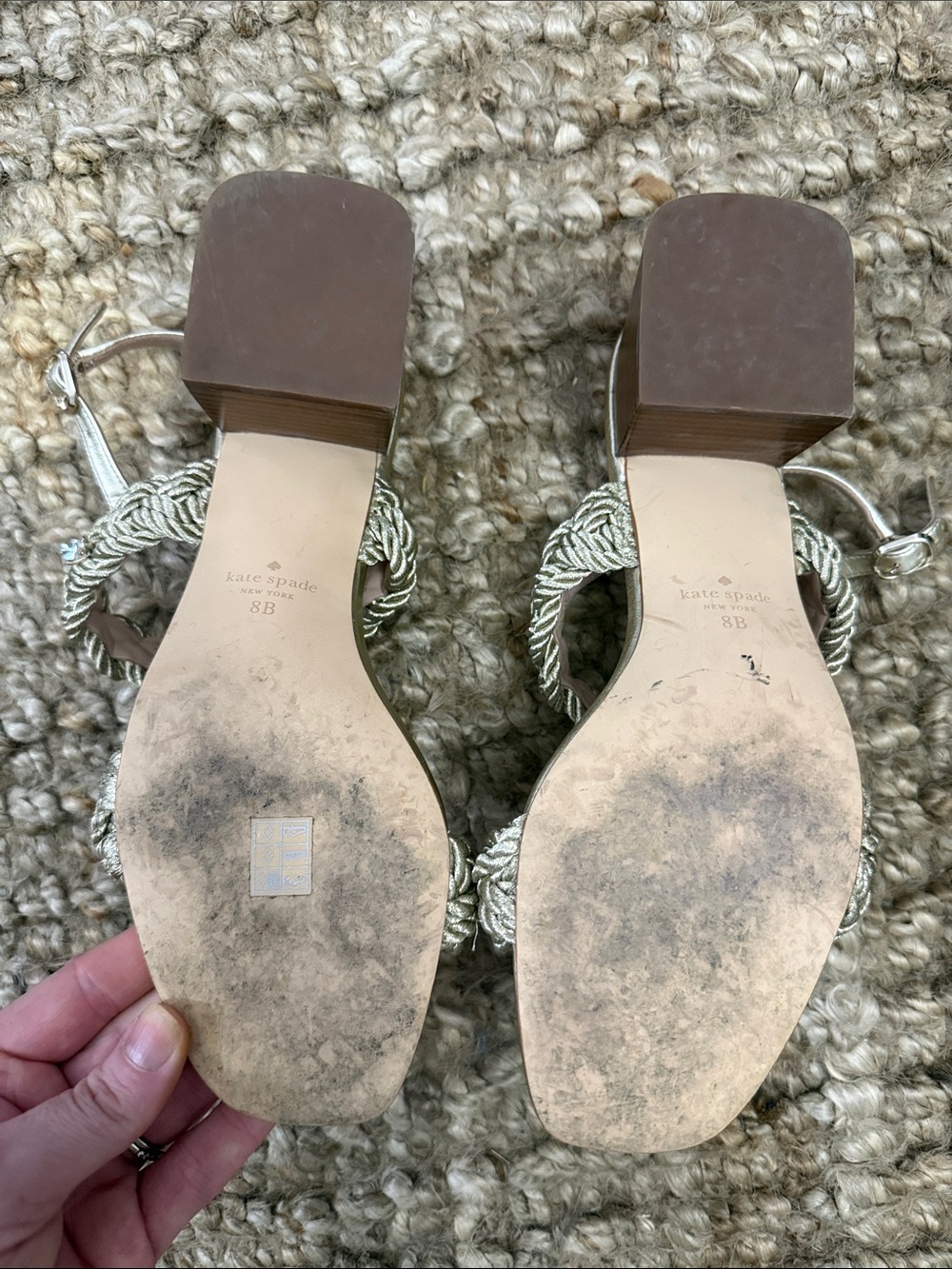 kate spade Valentina Mid Gold Braided-Strap Sandals - Picture 4 of 7
